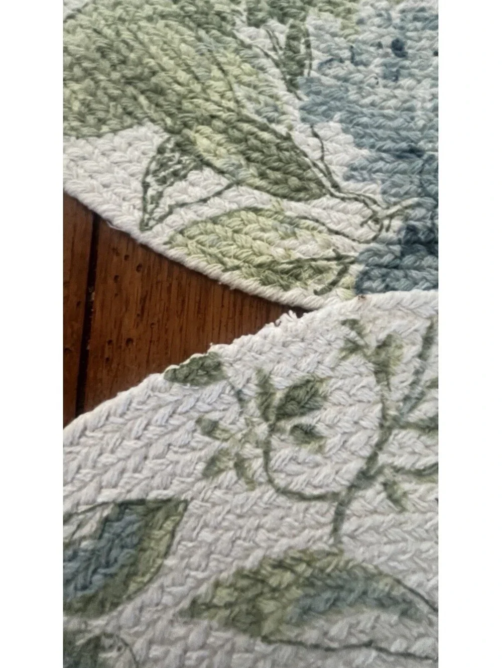 Martha Stewart Placemat Hydrangea Flower Pattern Woven Cotton Set Of 4  Lt Blue